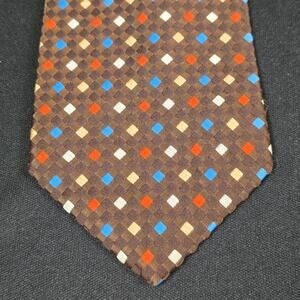 Don Soper Men's Brown Multi-Color Geometric Tie 100% Polyester